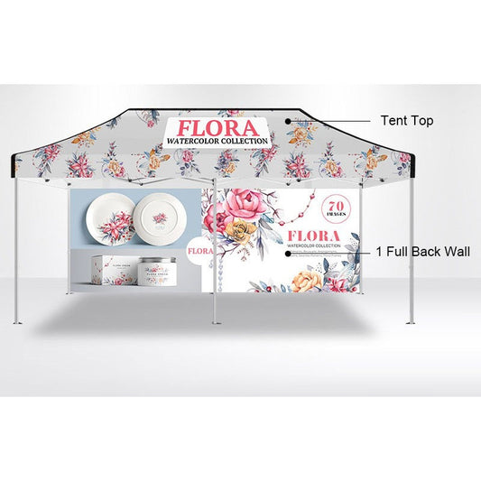 10'X20' Custom Event Tent Package with One Full Wall