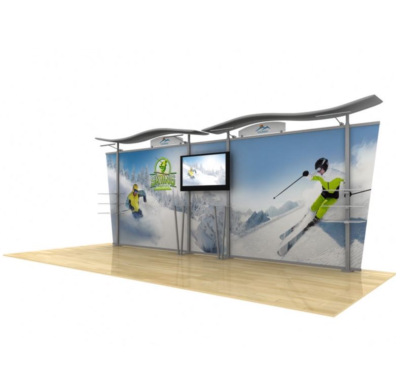 20ft Timberline™ Modular Display w/ Wave Top & Tapered Fabric Sides